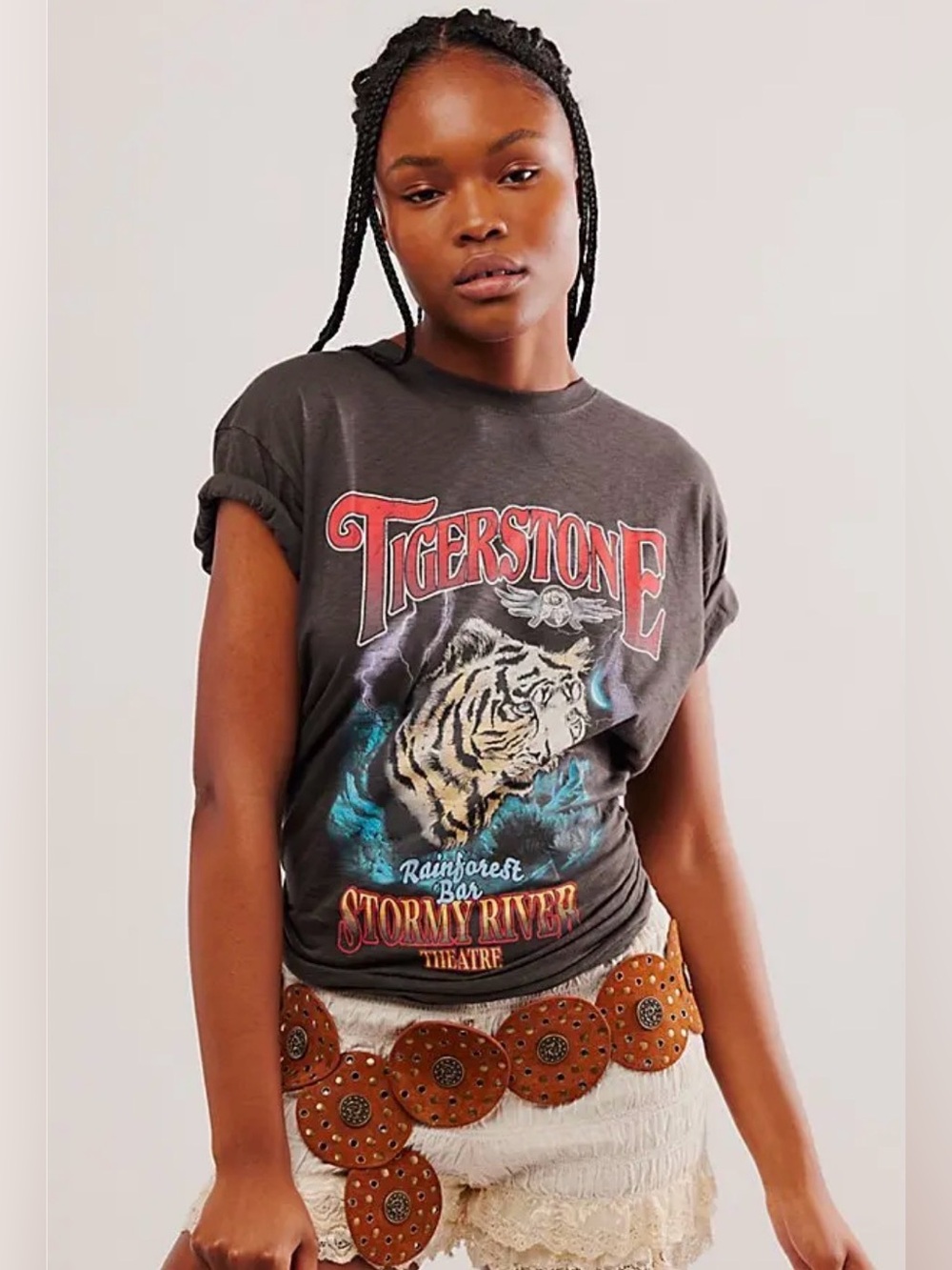 SPELL - Stormy River Biker Tee - Charcoal Size M brand new with tags